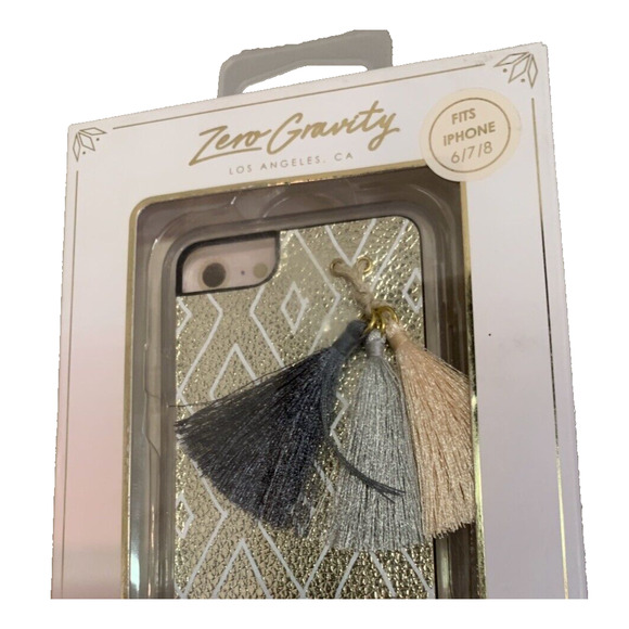 New Anthropology Zero Gravity Gold Trim Boho Tasseled iPhone 6/7/8 Iphone Case - Picture 3 of 4